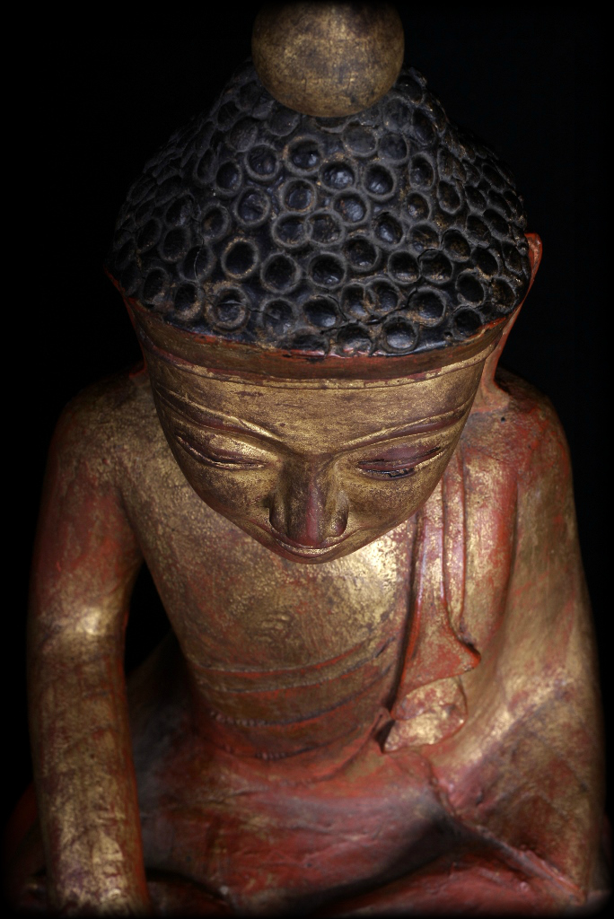 Extremely Rare 19C Wood Burmese Shan Buddha #A041